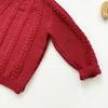Herfst Kids Meisjes Lange Mouw Knit Slant Buckle Trui Winter Baby Pullover Sweaters 1-6yrs 210521