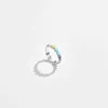 2021 Trendy S925 Sterling Sier 925 Rainbow Heart Shape Pierścienie dla kobiet