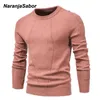 Naranjasabor Nowy Jesień Winter Pullover Solid Color Męskie sweter O-Neck Geometria Sweter Mężczyźni Casual Moda Slim Swetry N692 Y0907