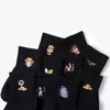 Socks & Hosiery PEONFLY Cute Cartoon Embroidery Women Funny Duck Dog Pattern Happy Casual Cotton Black White Novelty