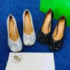 22s Women dress shoes Autumn Genuine Leather Thin High Heels Round Toe Crystal Shoe Shallow Party Pumps Slip-On Chaussure Femme size 35-40