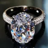 Anello da dito ovale Fascia abbagliante brillante 10 14mm Lab Diamond Argento 925 Classico regalo di anniversario di matrimonio per WifeGirl J53620842366912