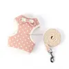 Soft Adjustable Bow Knot Waistcoat Harness Leash Set Spot Stripe Check spot Print Dog Collar Rope Pet Dog Supplies Will and Sandy