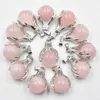 Pendentif en cristal de quartz rose naturel, boule ronde, colliers de perles, pendentifs de Yoga, Reiki, Chakra, guérison, bijoux pour femmes et hommes