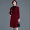 Trench feminina Caats Blue Blue Black Claret Claret Winter Knee-Allien Ladies Ladies Woolen Casat Double Tasted Big Size Women Slim Slim