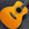 カスタムオムボディアワビ綴じ黄色カラーアコースティックギター40インチエボニーフィンネスボード