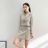 Ladies Two Piece Set Spring Autumn Sleeveless Solid Spaghetti Straps Dress + Short Coat Women Office Business Outfit Suits 210514