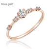 fashion 14k gold 7 tiny diamond piec of exquisite small frh ladi women party engagement ring trendy jewelry lovers gifts