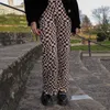 Casual Plaid Vintagebyxor Kvinnor 2021High midjade Y2K Långa byxor för Kvinna Retro Rutruerad Argyle Streetwear Q0801