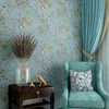 Carte da parati American Country Stile rustico Vintage Nostalgico Soggiorno Camera da letto Verde scuro Fiori e uccelli TV Back Wall Paper