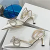 Kadın Yüksek Topuklu Sandalet Moda Rhinestone Yay Sivri Stiletto Yaz Kesme Ayakkabı Düğün Parti Elbise Ayakkabı35-40