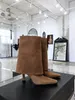 Stylishbox ~ bästa kvalitet! Y2021071604 40 Suede Heels Short Boots Knä High Black / Brown Äkta Läder Sole Fashion