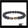 Charm Drop Delivery 2021 Volcanic Lava Stone Essential Oil Diffuser Bracelets Bangle Healing Balance Yoga Magnet Arrow Beads Bracelet Jewelry