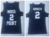 ヴィンテージ＃2 Devin Booker Moss Point High School Jersey Black Kentucky WildcatsバスケットボールジャージステッチシャツS-XXL