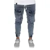 Męskie dżinsy z bocznymi kieszeniami Denim Spodnie Slim Fit Elastyczne spodnie w talii Calca Motociclista 210723