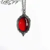 Vintage RedBlack Quarz Kristall Halskette Cameo Kristall Anhänger für Frauen Antik Silber Überzogene Mode Schmuck G1206