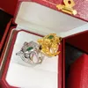 Panthereシリーズビッグリングラグジュアリーブランド公式再現クラシックスタイルトップクオルクオリティ18 K GILDED CHEETAH RINGS 5AブランドデザインN6351950