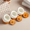 Storage Bottles & Jars Multiple Kitchen Ceramic Seasoning Wood Cover Tank Box Holder Dispensing Bottle Salt Home Decor Gift