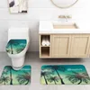 Rideaux de douche été vert plante tropicale cocotier ensembles de rideaux tapis antidérapants couvercle de toilette et tapis de bain ensemble de salle de bain