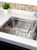 Kitchen Storage & Organization 304 Stainless Steel Sink Drain Rack Adjustable Basket Dish Washing Basin