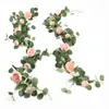 パーティー喜び偽の牡丹のバラの母音の花ガーランドヴィンテージユーカリのぶら下がり植物結婚式のアーチのドアパーティーの装飾210925
