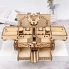 Laser Cutting 3D Assembled Creative DIY Puzzle Wooden Mechanical Transmission Antique Jewelry Box Model Toy Gift