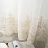 居間のための贅沢な刺繍チュールカーテンのための抱きしめの花のロープ刺繍糸窓のドレープX-HM408＃hs 211203