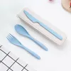 Spoons Reusable Three-Piece Plastic Cutlery Cutlery Wheat Straw Knife Fork Inventory Wholesale