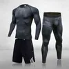 Compressão de secagem rápida homens treinamento esportivo terno marido ginásio jogging rodando 3 pcs conjuntos apertados fitness treino roupas y1221