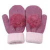 Five Fingers Gloves 2021 Fashion Spring Women Warm Knitted Wool Thicker Cashmere Mittens Ladies Cute Faux Hair Ball