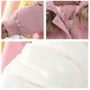 Baby Winter Mädchen Fell Kapuze Trenchcoats Warme Kleidung Kinder Kinder Mädchen Winterjas Fleece Jacke Parka 2 3 4 5 6 7 jahre 211203