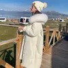 styl długi kurtka zimowa kobiety ciepłe z kapturem bawełniany płaszcz parka koreański przypadkowi luźne płaszcze 211108