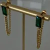 Peri'sbox Green Rectangle Glass Stud Earinin