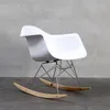 DIY Moderner einfacher Freizeit-Kunststoffstuhl, nordisches Schlafzimmer, Schaukelstuhl aus massivem Holz, Schwarz/Weiß