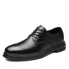 Spring Men's Classic Business Casual Microfiber Leather Shoes Work Office för manlig snörning Slip-on klänning svart