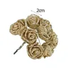 10-36Pcs Glitter Rose Red Pink Gold Artificial Foam Flower Bouquet Bride Party Wedding Decoration Fake Y0630