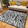 Tapete de tapete de zebra preto peles de animais brancos estampa de esteira tapete de cabeceira de cama Modern home decoração de quarto sofá anti-deslizamento