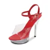 Dress Shoes Summer Transparent Platform Candy Color Open Toe Ankle Strap Pumps Women Temperament Sexy Office Party High Heels