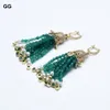 GuaiGuai bijoux naturel culture perle blanche vert Agate cristal plaqué or crochet boucles d'oreilles CZ ajustement à la main pour les femmes