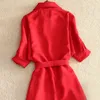 Moda verão camisa longa blusa mulheres sólidas vermelho chiffon tops para mulheres túnicas túnicas blusas chemisier vestidos femme 210323