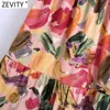 Zevity Femmes Mode Graffiti Imprimer Élastique Patchwork Sling Dress Femme Casual Bow Tie Strap Robe Chic Robes De Plage DS8344 210603