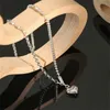 Collar de plata de ley 100% 925, collar con colgante de corazón de amor para mujeres y niñas, cadena de eslabones de cuentas mixtas