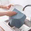 Keuken microfiber amandel fluwelen dishcloth niet-vettig water absorberend vaatwassheker pure dubbelzijdige schoonmaak doek