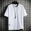 T-shirt de verão Roupa de moda cor sólida algodão puro de mangas curtas redondo Pescoço Casual Bloco Slim Top 210714
