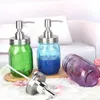 Liquid Soap Dispenser Pump Glass Jar Bottle Stainless Steel Lid Dispensers Countertop Lotion Bathroom Storage Tool Sea shipping DAJ338