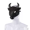 Maschere per feste Toro adulto Cosplay PU Maschera mezza faccia nera Horror Testa animali superiori Accessori maschera di Halloween
