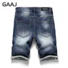 Souris Gaaj Jeans Men Cotton Jean déchiré Summer Capri Cowboys Cowboys Biker Hip Hop Streetwear Denim Short Jean pour l'homme H1210