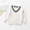 Baby Girls Boys Sweater Pullover Long Sleeve Knit Tops Kid Warm Spring Fall Winter V-neck Preppy Style Children Clothing Outwear Y1024
