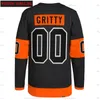 c2604 Personalizar Hombres Mujeres Niños 00 Gritty Hockey Jerseys Negro Naranja Camisa personalizada Ladies Youth Jersey cosido