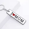 Creative Double-sided Letters Keychain Man Mother's Day Key Holder Charms Exquisite Letter I Love Mom Silver Color Alloy Brelok G1019